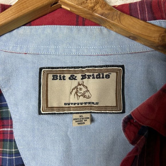 Bit & Bridle‎ Outfitters Plaid Men's Button Down Size XL - Picture 5 of 5